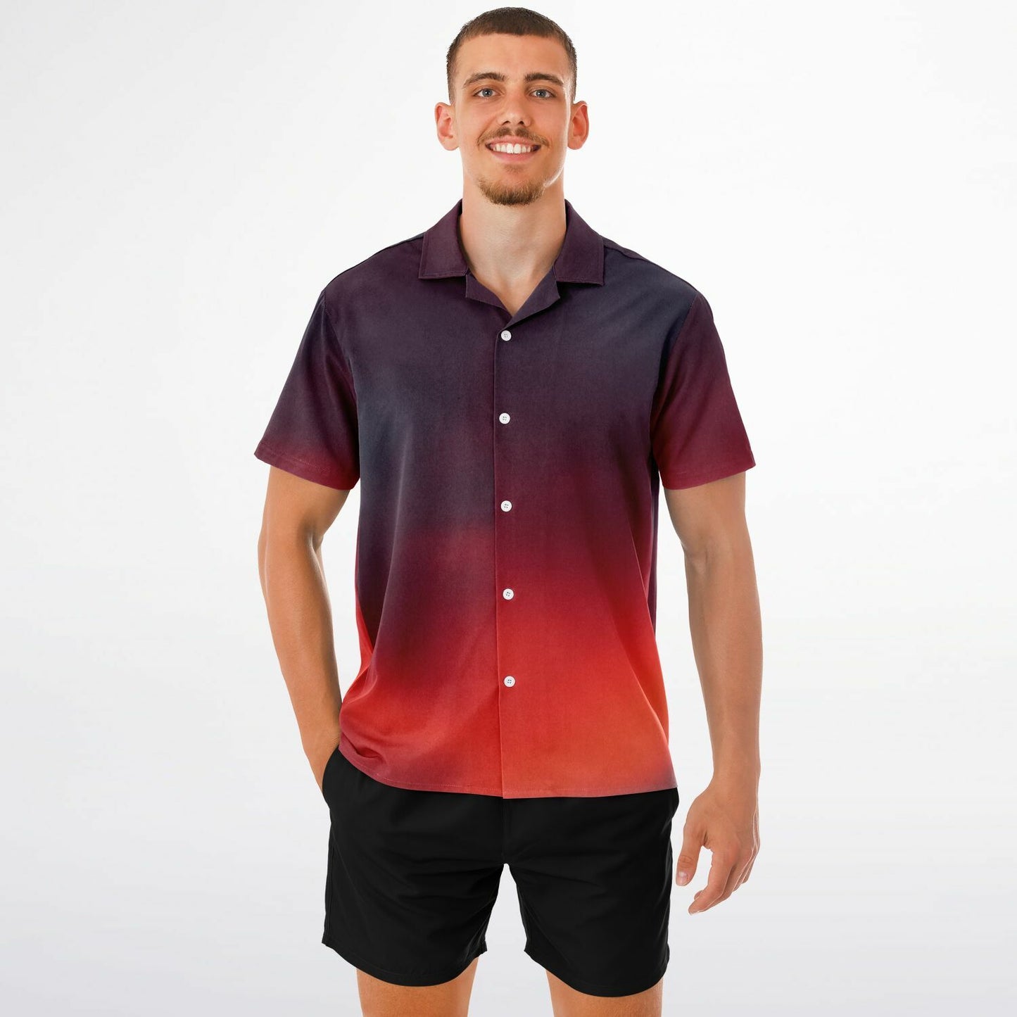 Spread Collar Short Sleeve Button-Down Shirt 0002