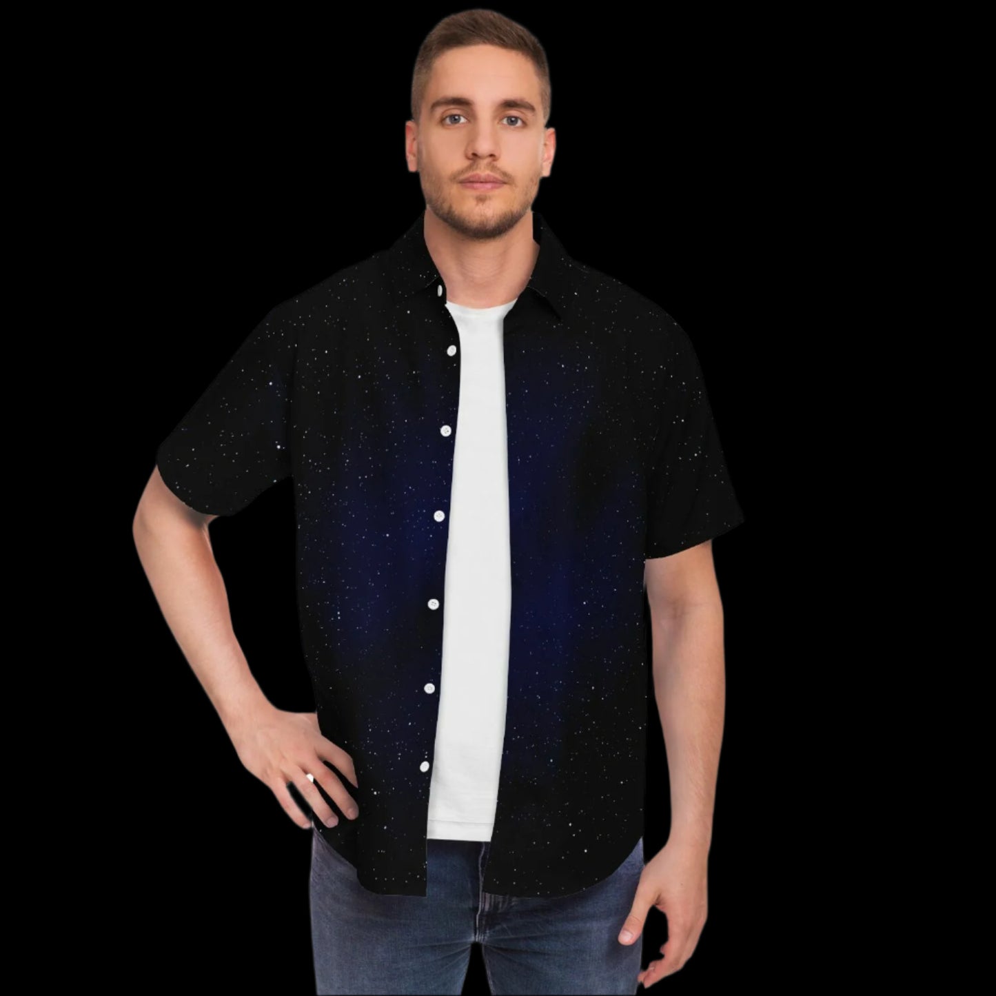 Short Sleeve Button Down Shirt 0001 Angel Wing